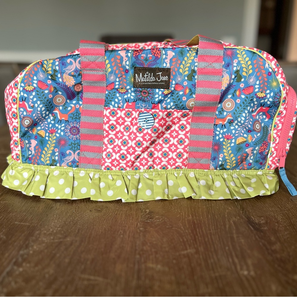 Matilda Jane Traveling Twirls nylon soft side duffle bag from Cozy Town. New